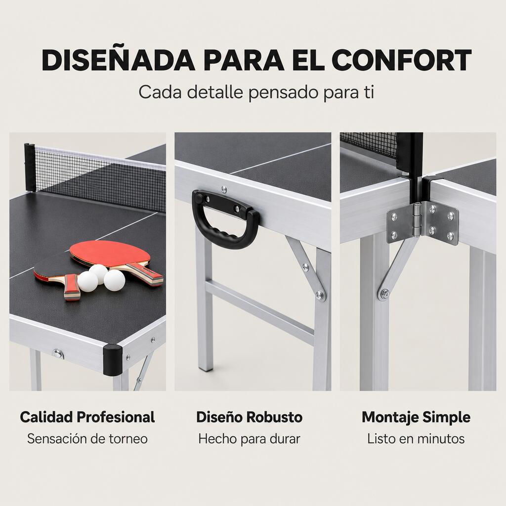 Table de ping-pong pliante avec filet 182x91 cm 4/7