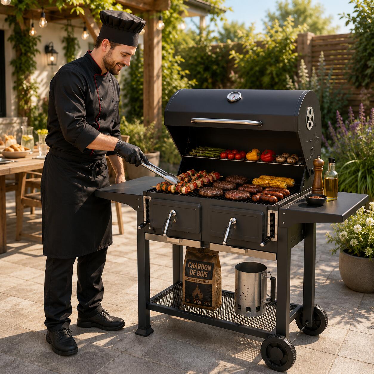 Barbecue a Carbone Portatile con Ventilazione Regolabile 4/6