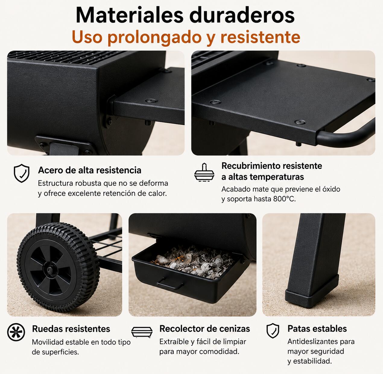 Barbecue Portatile a Carbone con Griglia Grande e Ruote 5/7