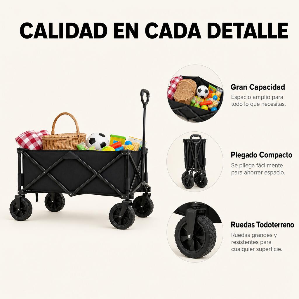 Carrinho Dobrável XXL Estrutura Reforçada Rodas Todo-o-Terreno 6/7