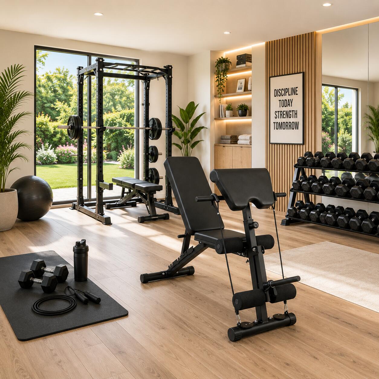 Banco musculação dobrável 2 em 1 com banco Scott 250kg casa 6/7