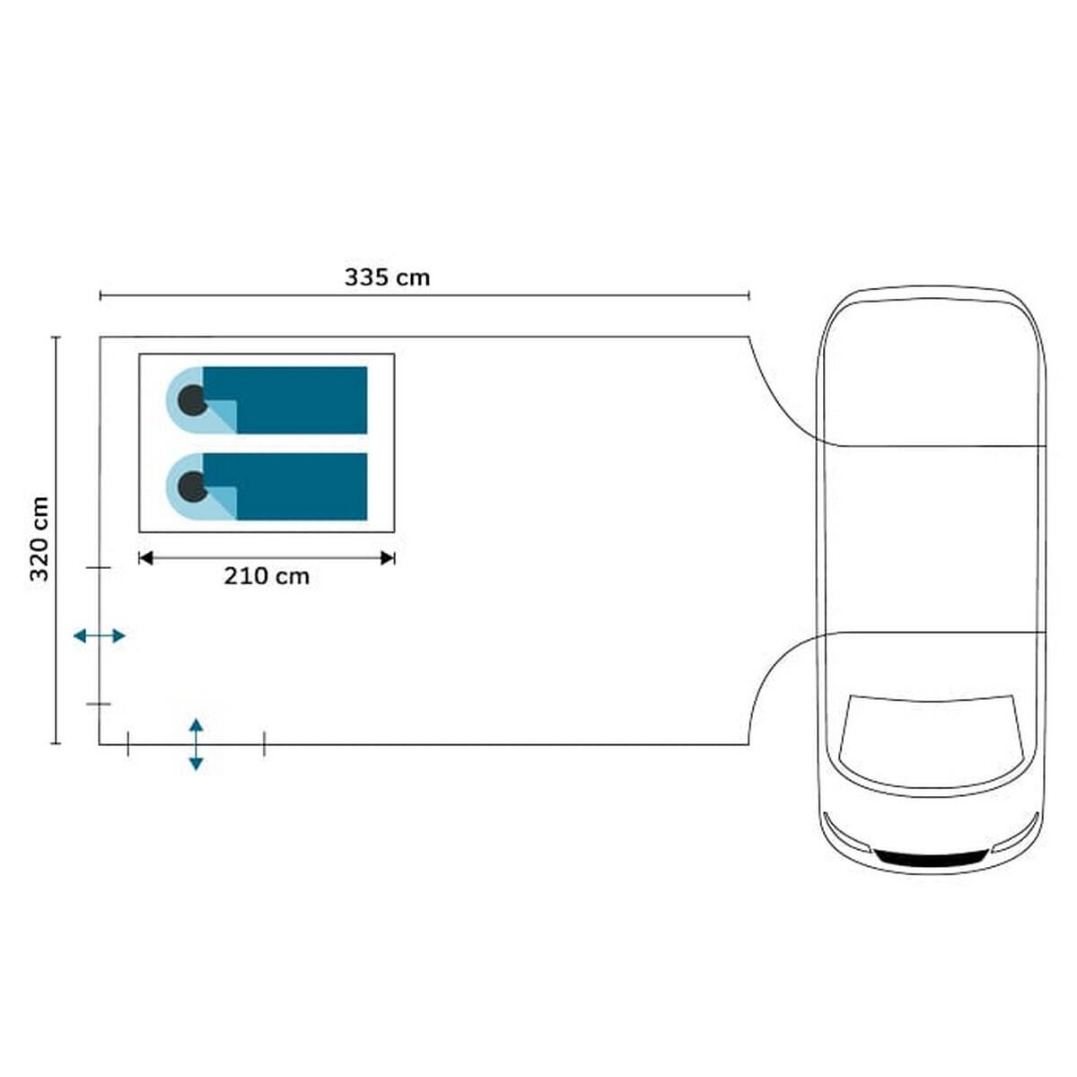 Auvent autoportant minibus van Esbjerg Travel 2 Protect - 1 cabine, 2 personnes 7/7
