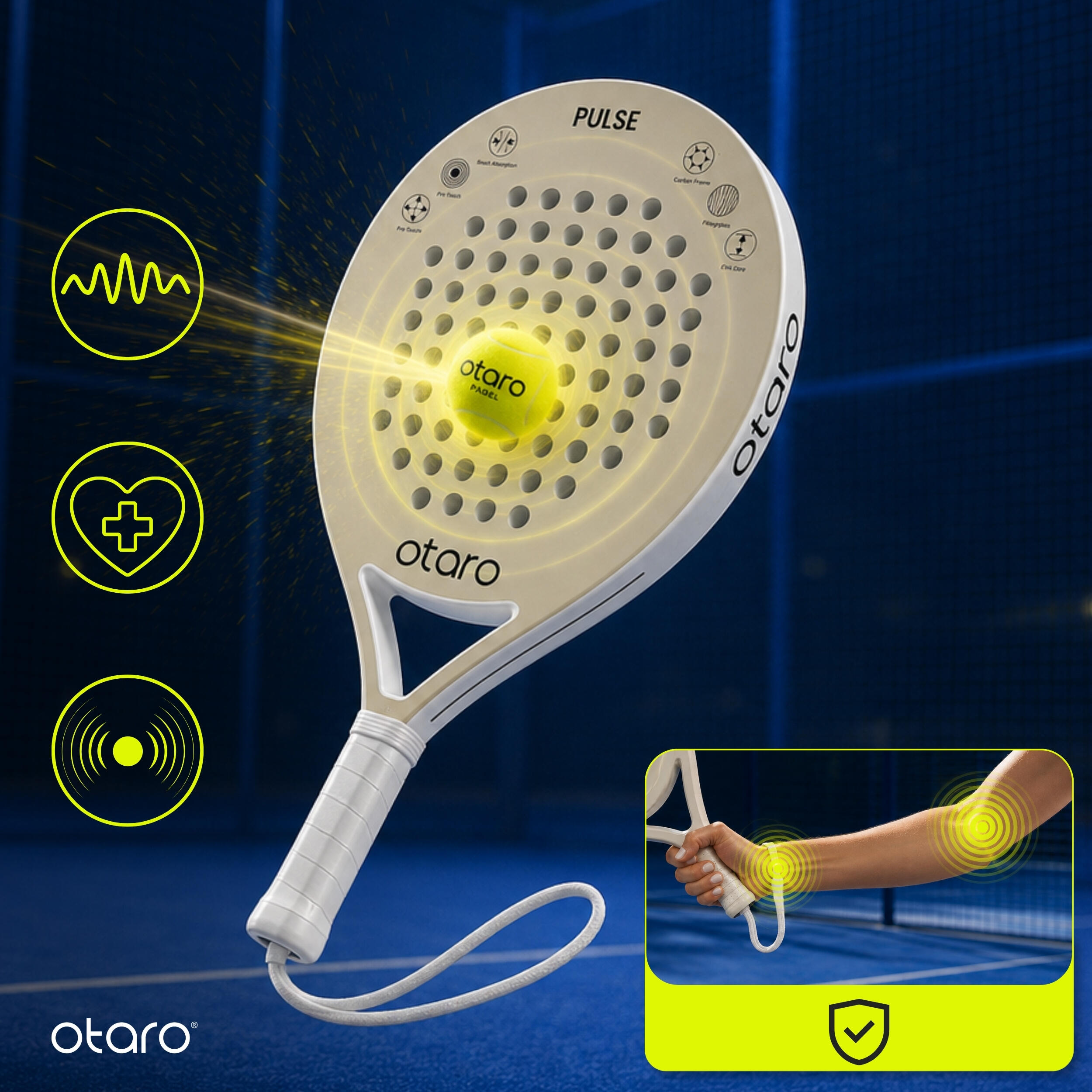 Raquette de padel adultes - PULSE Sable Beige | Contrôle débutants 3/7