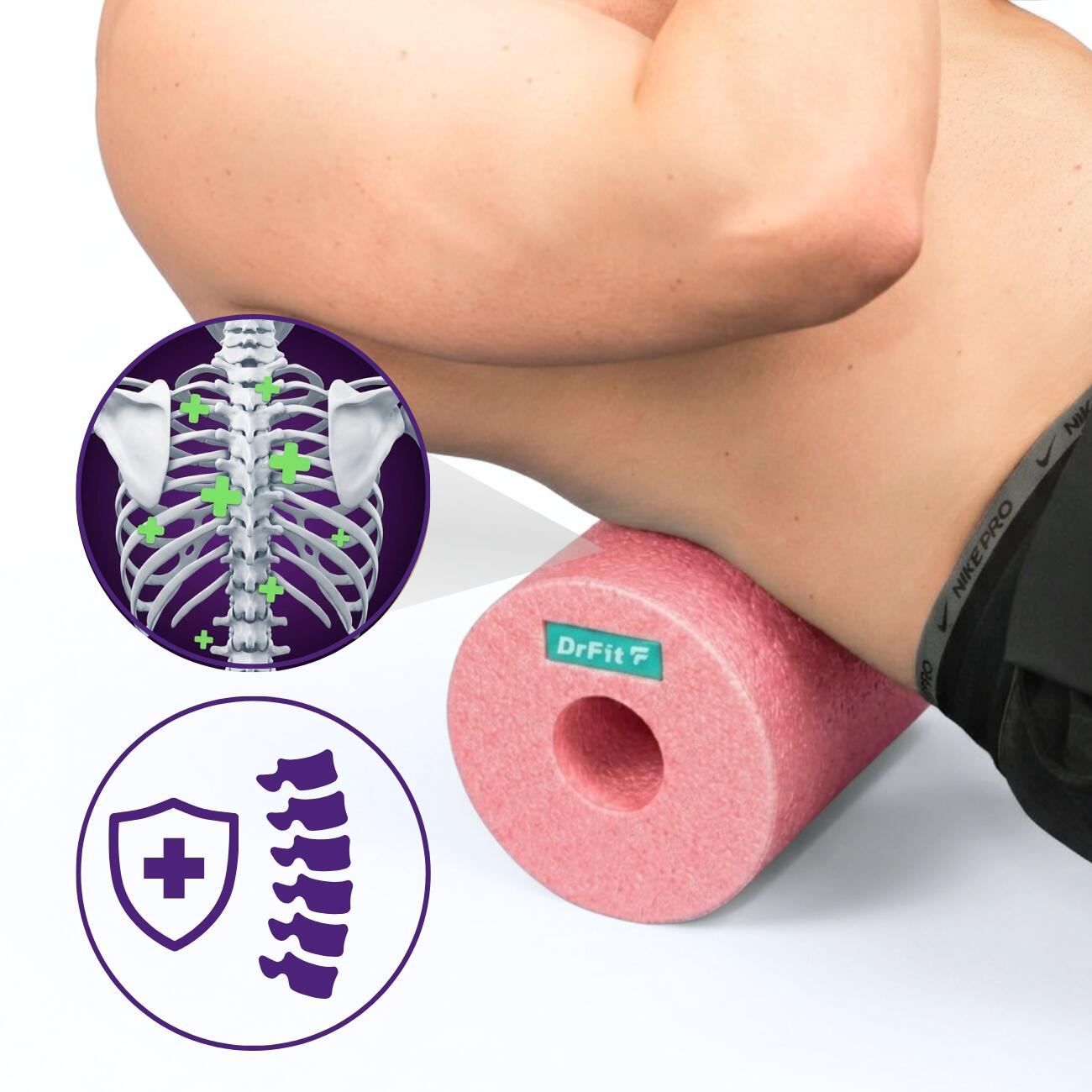 Roller z pianki do masażu wałek fitness do rolowania relaksu gładki Travel DrFit 2/7