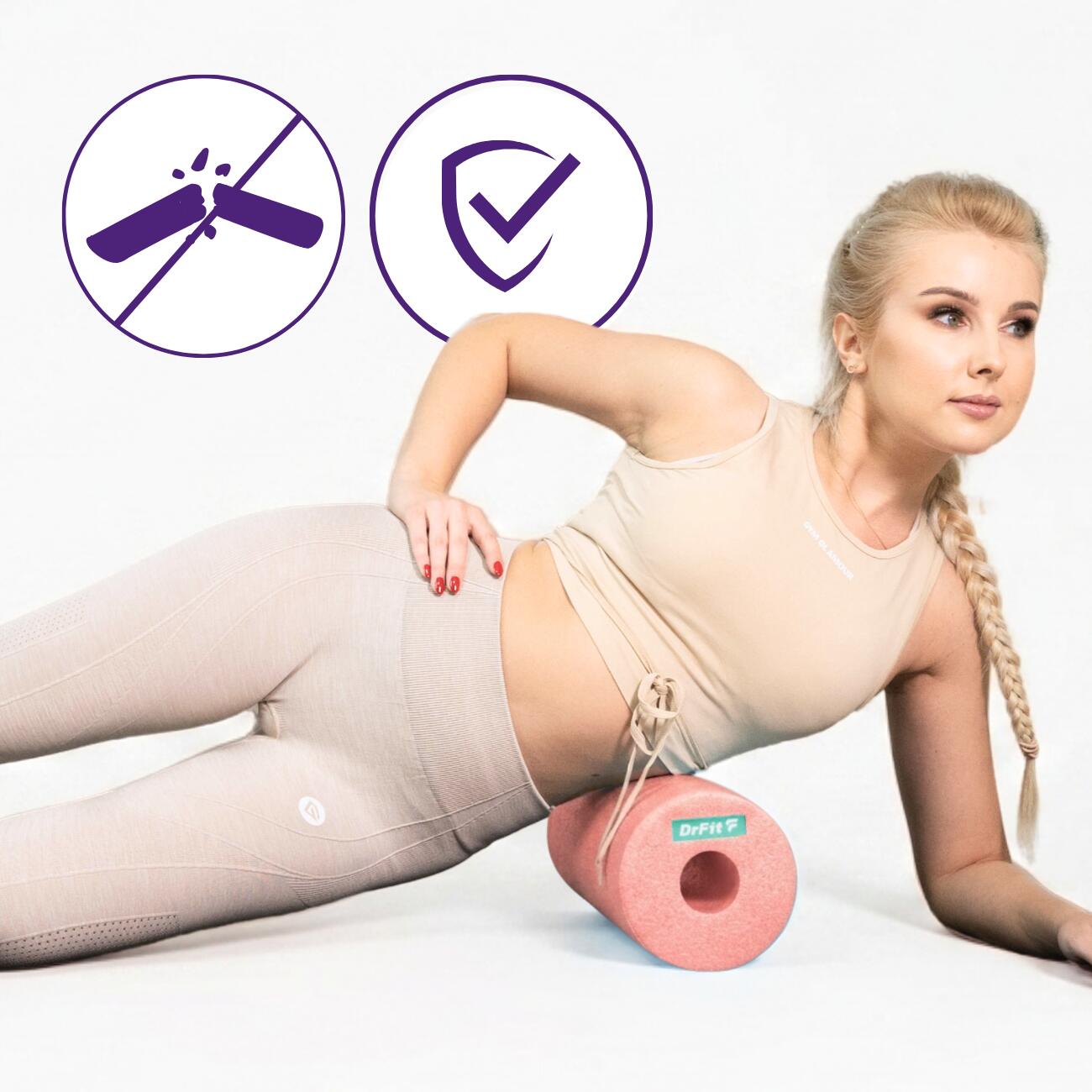 Roller z pianki do masażu wałek fitness do rolowania relaksu gładki Travel DrFit 6/7