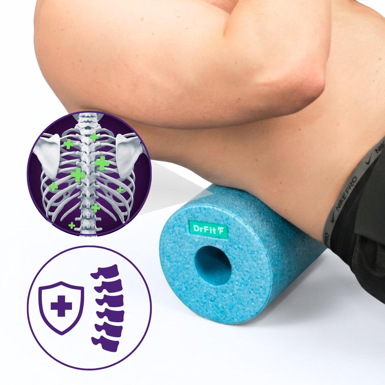 Roller z pianki do masażu wałek fitness do rolowania relaksu gładki Travel DrFit 2/7