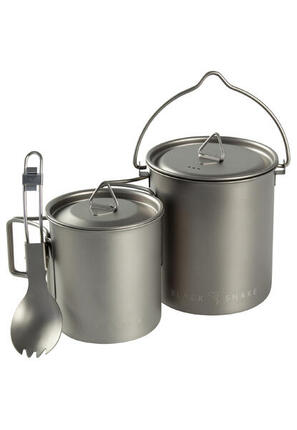 Titan Campinggeschirr Set 3-teilig ultraleicht mit Töpfen & Göffel