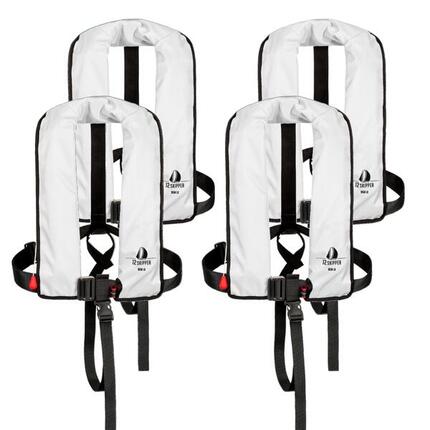 4er-Set Automatik-Rettungsweste 165N ISO mit Harness, rot