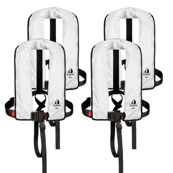 4er-Set Automatik-Rettungsweste 165N ISO mit Harness, rot