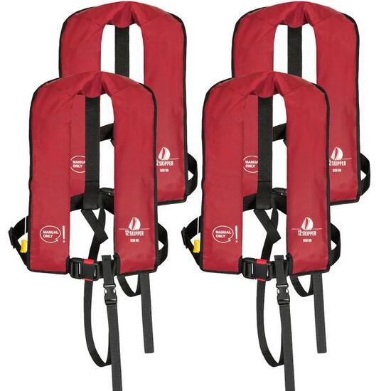 Lot de 4 : gilet de sauvetage 165N ISO à déclenchement manuel - rouge