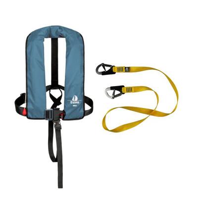 Set: automatisch reddingsvest 165n iso harness, staalblauw incl. lifeline