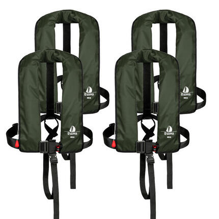 4er-Set Automatik-Rettungsweste 165N ISO mit Harness, rot