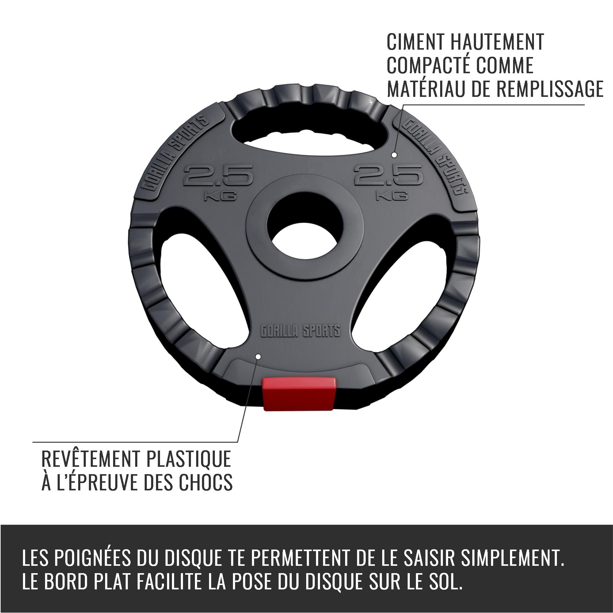 Disque en plastique avec poignées | Poids olympique avec triple poignée 5/6