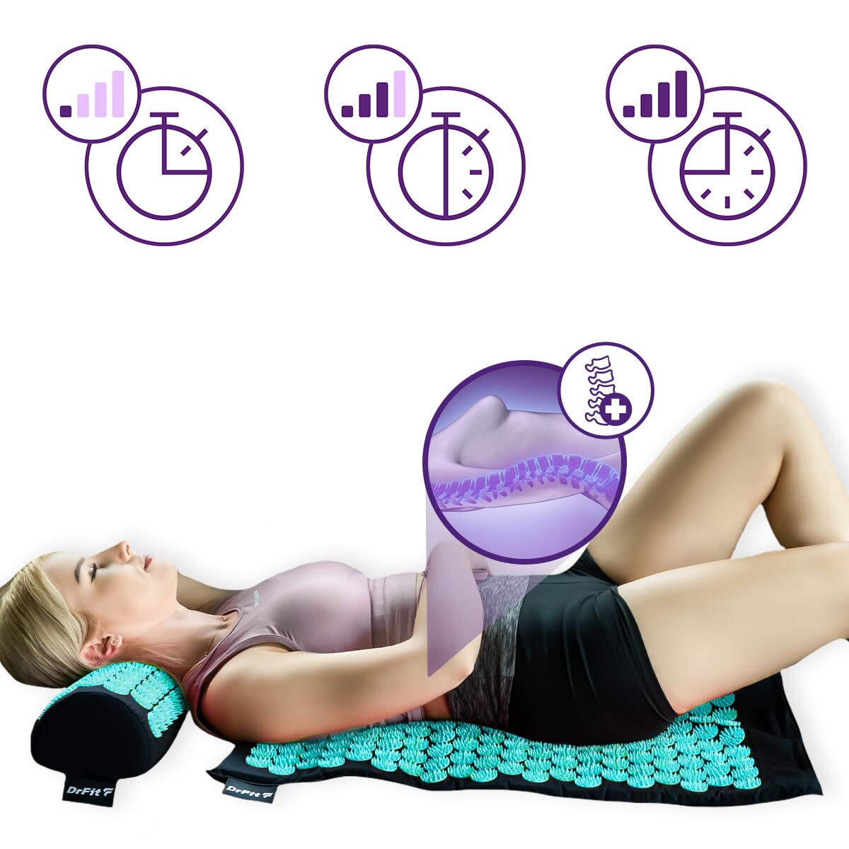 Mata krótka do akupresury DrFit z poduszką 5/7