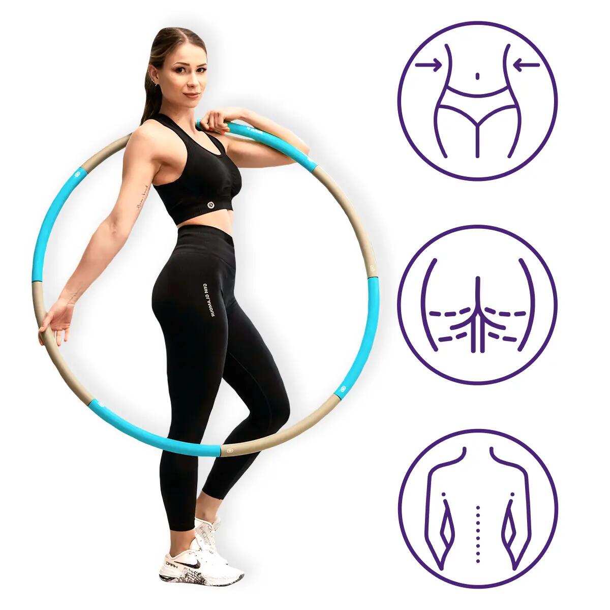 Hula Hop obręcz do ćwiczeń fitness cardio gładkie składane 8 elementowe DrFit 6/7