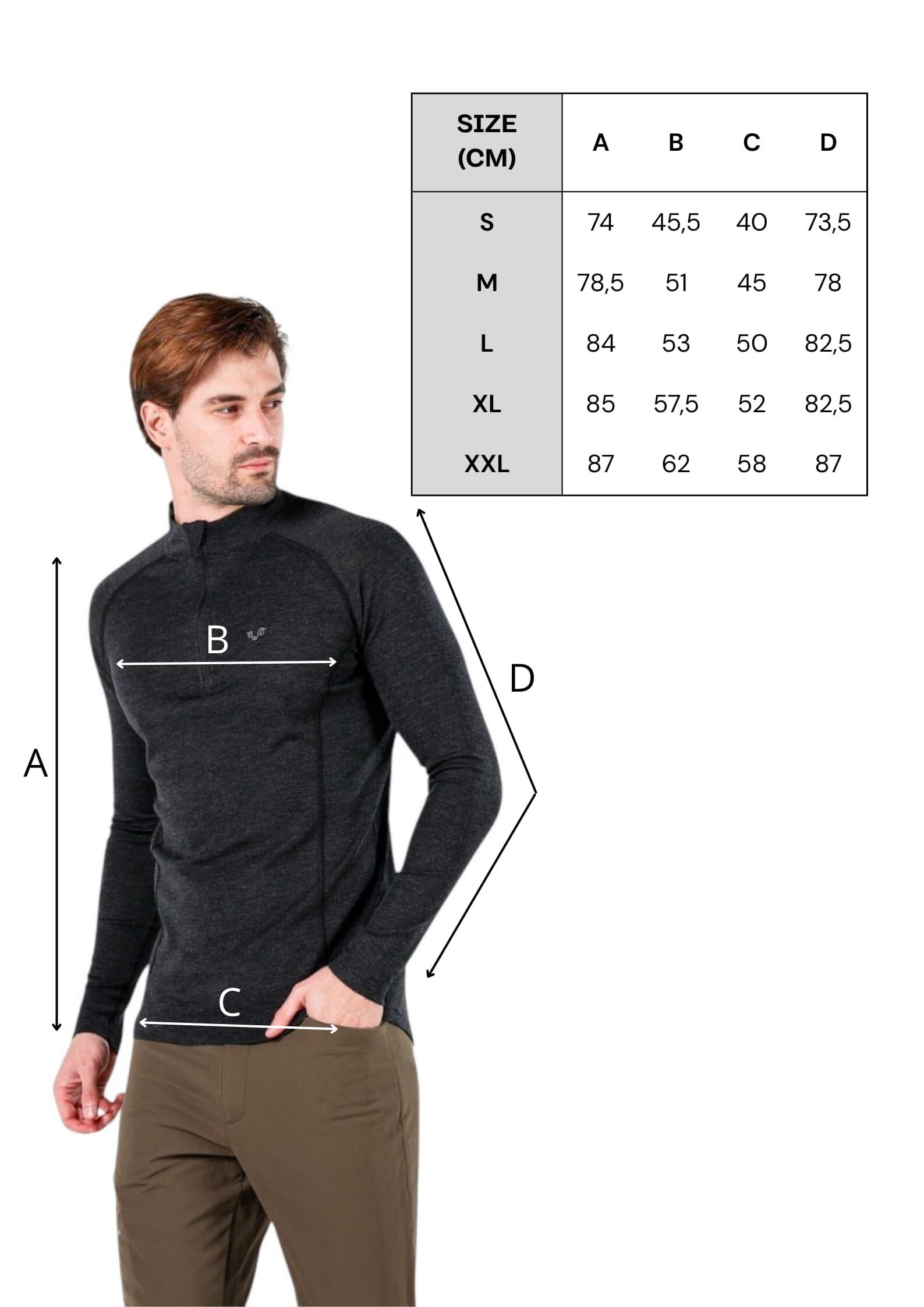 Astro - męska koszulka 100%  wełna merino z zamkiem YKK (195 g/m²) XL, Czarny 2/4