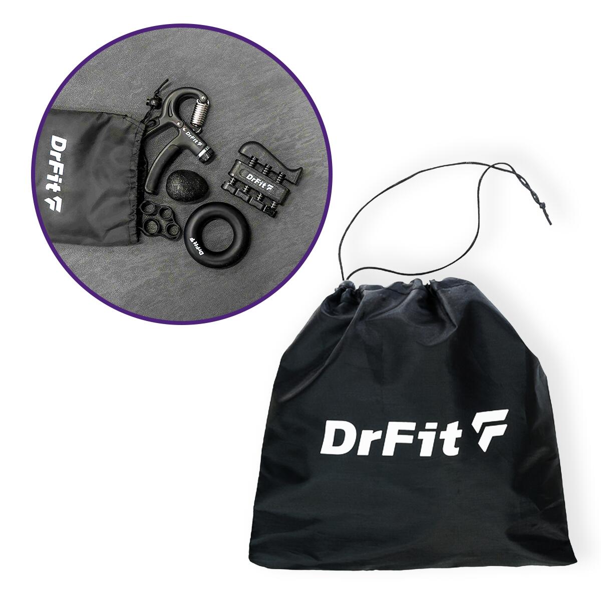 Zestaw do treningu ręki handgrip wzmacniacz dłoni palców DrFit 5 elementów 7/7