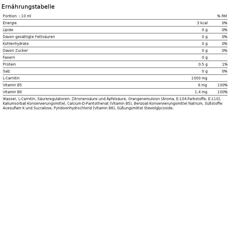 Podpora diety CARNITINE 100000, 1000 ml, pomeranč 3/4