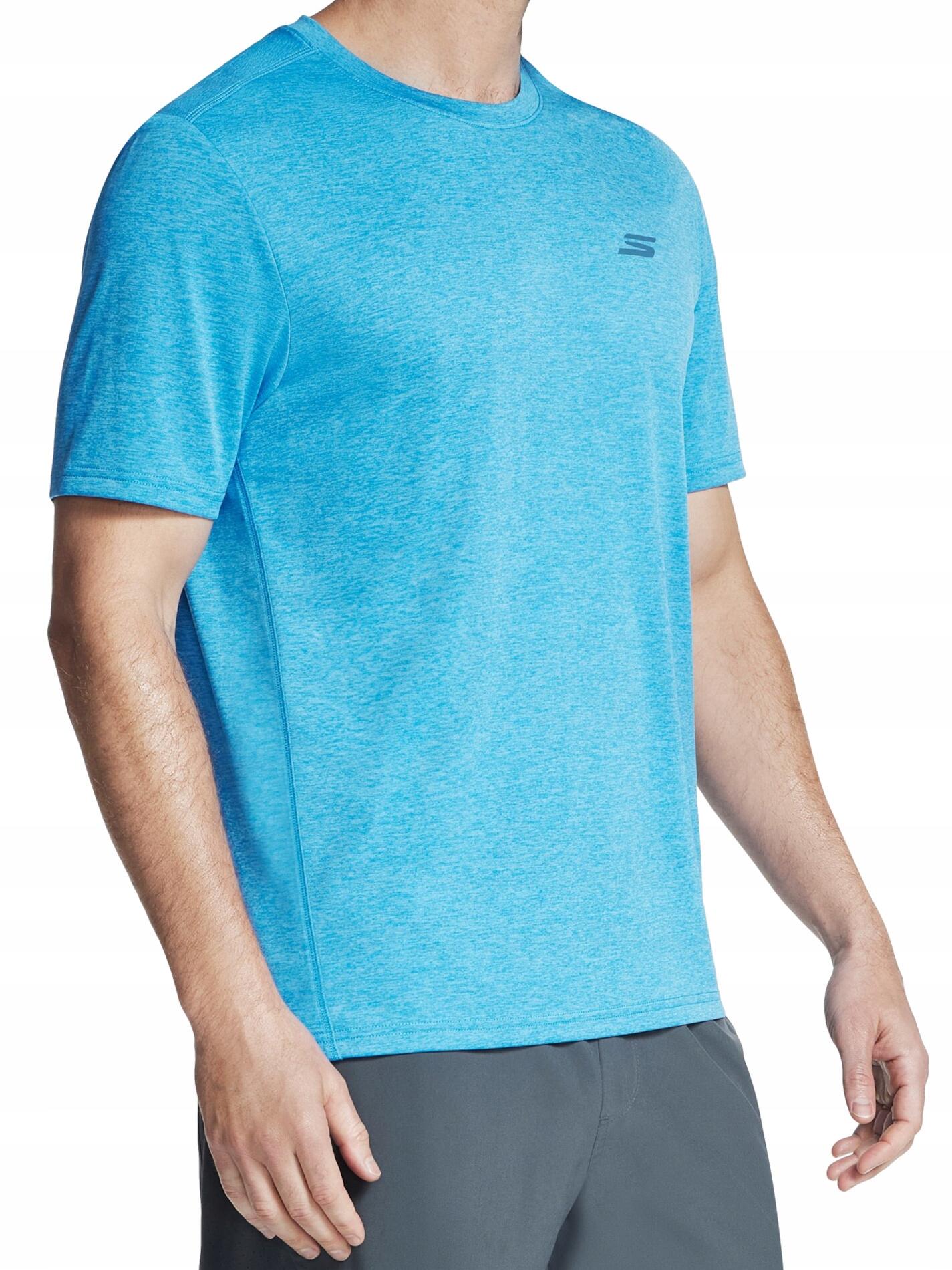 KOSZULKA męska SKECHERS TS233-TQPR szybkoschnąca treningowa niebieski L 3/4