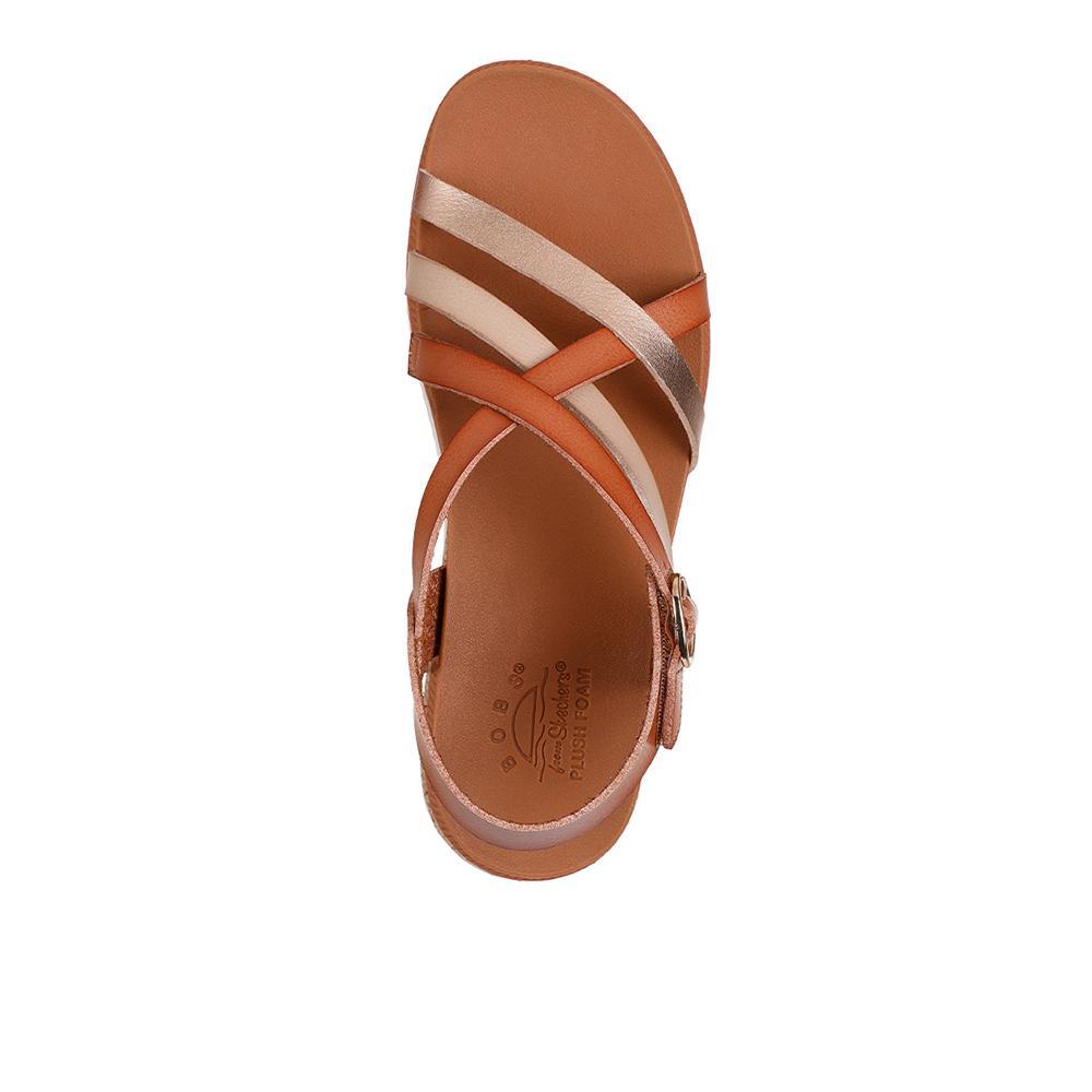 Sandalias Sckechers Mujer Bobs Desert Kiss Low - Peak Rank Marrón 3/4