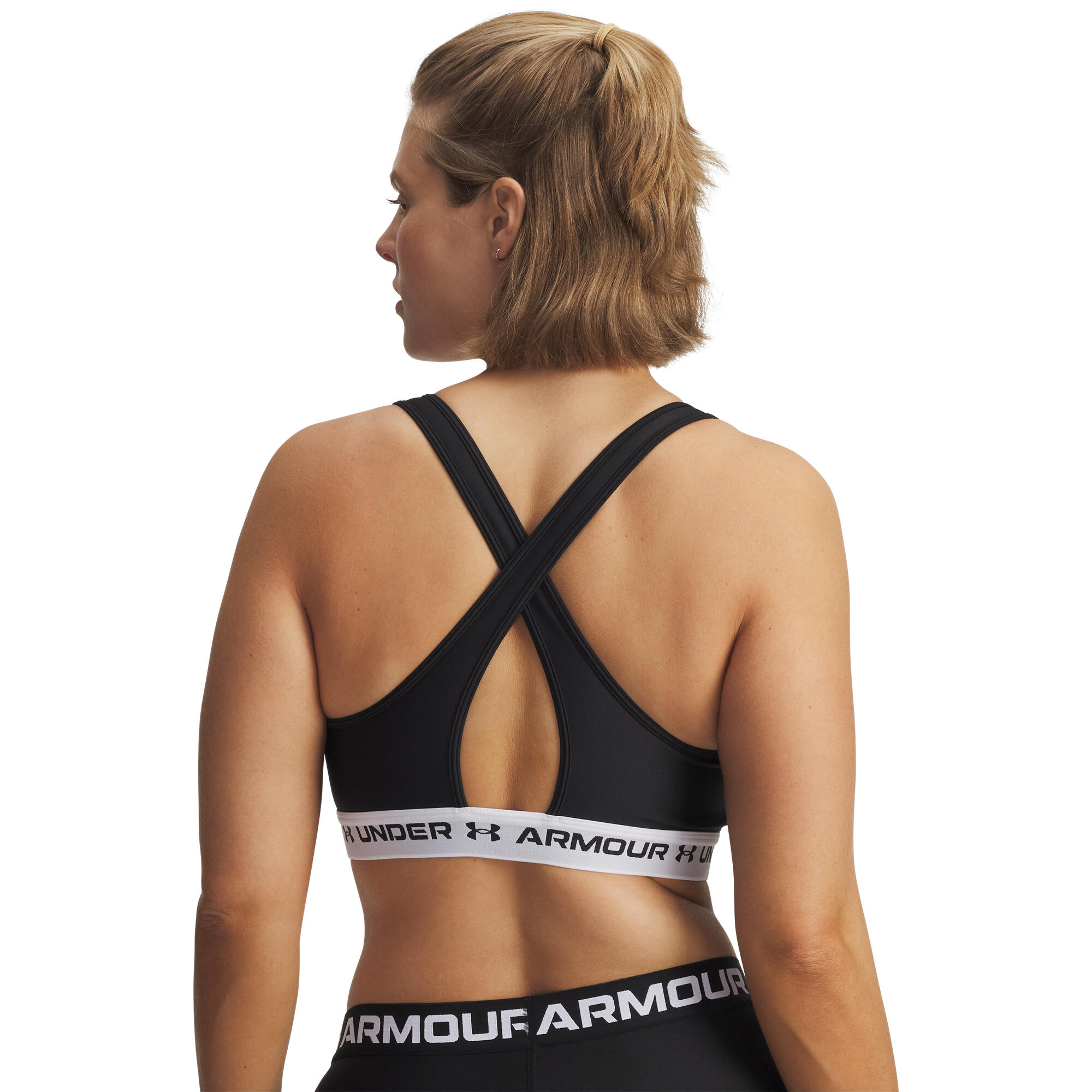 Brassière sport Under Armour UA Crossback Mid Bra noir et blanc 2/5