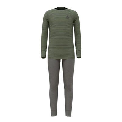 Odlo set baselayer voor kids warm eco trainingspak zwart - grijs melange 92