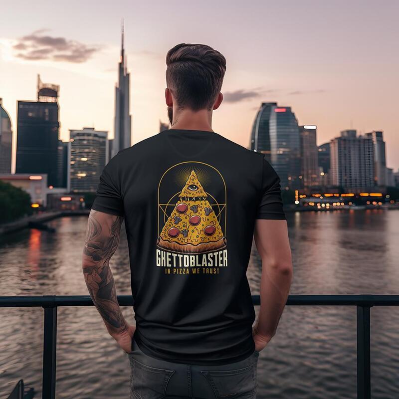 Tricou unisex Ghettoblaster Pizza negru