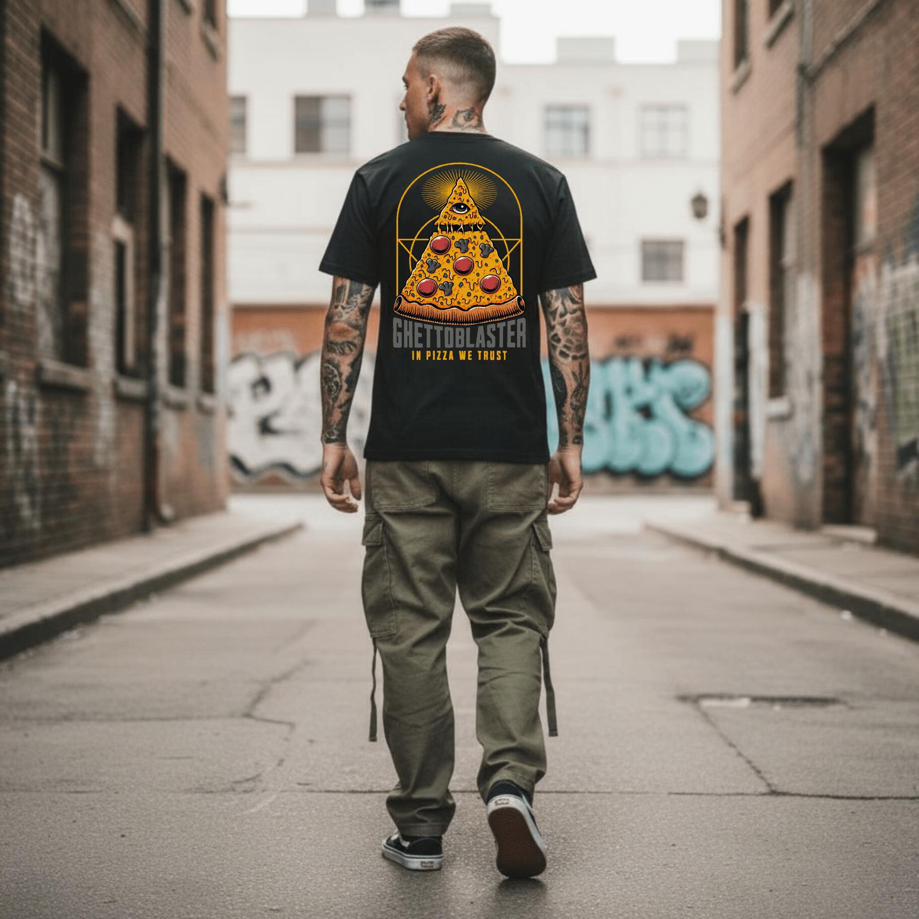 Ghettoblaster Pizza black unisex t-shirt 3/7