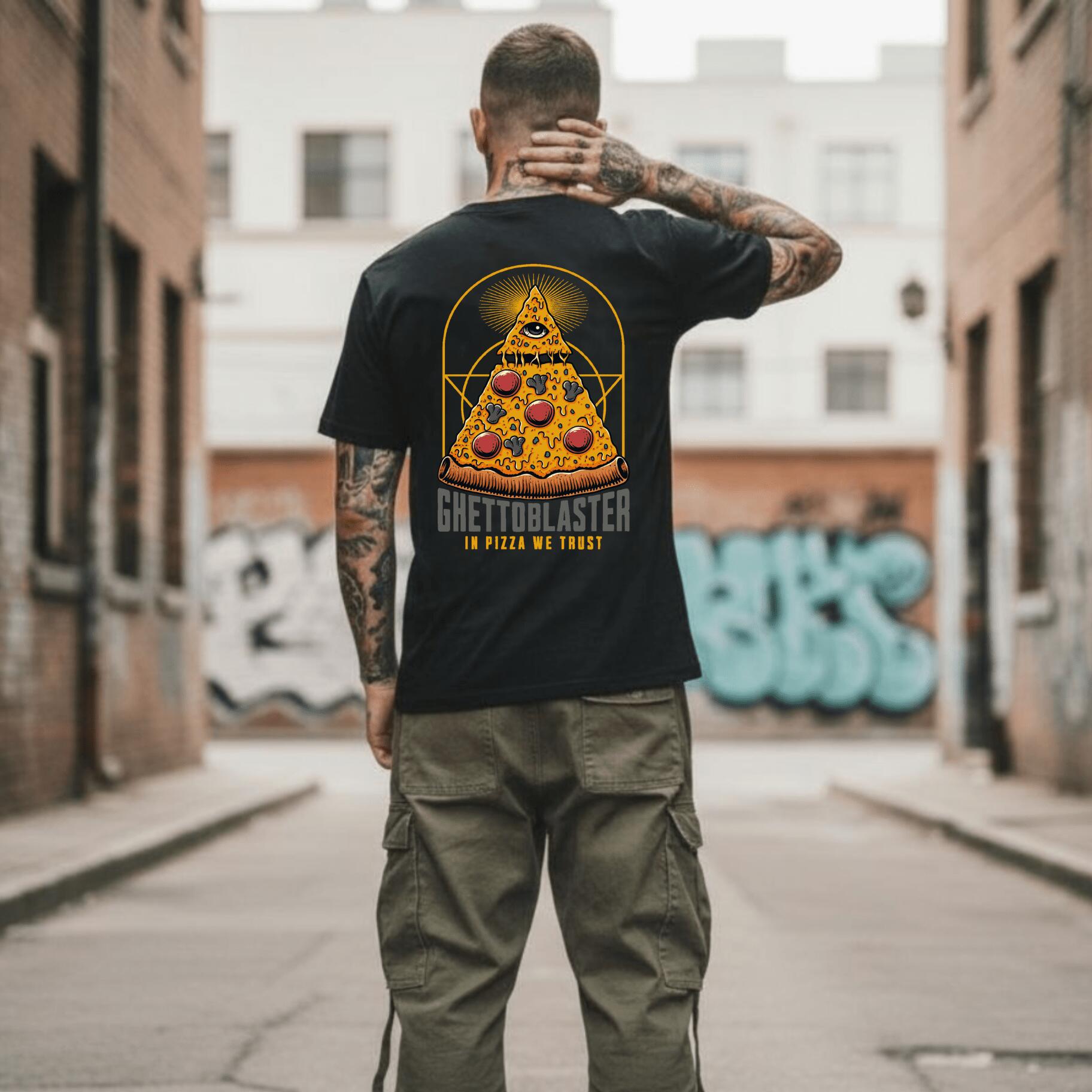 Ghettoblaster Pizza black unisex t-shirt 6/7