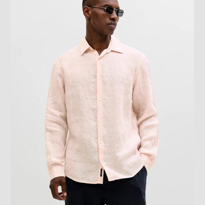 Koszula Jack & Jones Lawrence Linen LS różowa 6/7