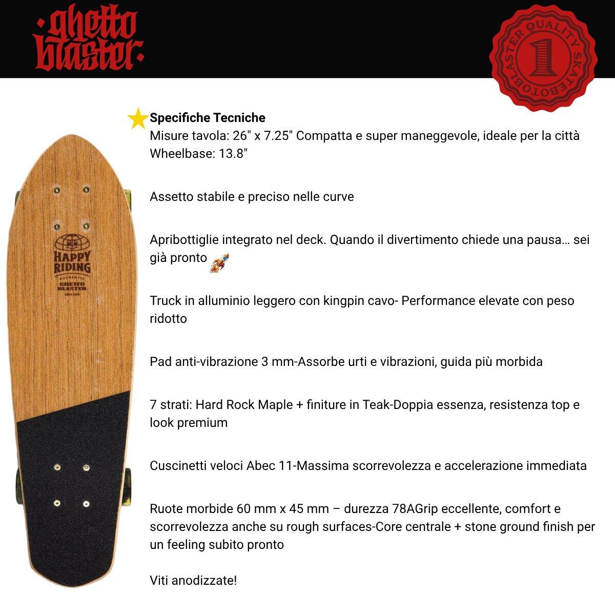 Skateboard Cruiser Ghettoblaster Teak Geroglific 26" -7,25" 4/7