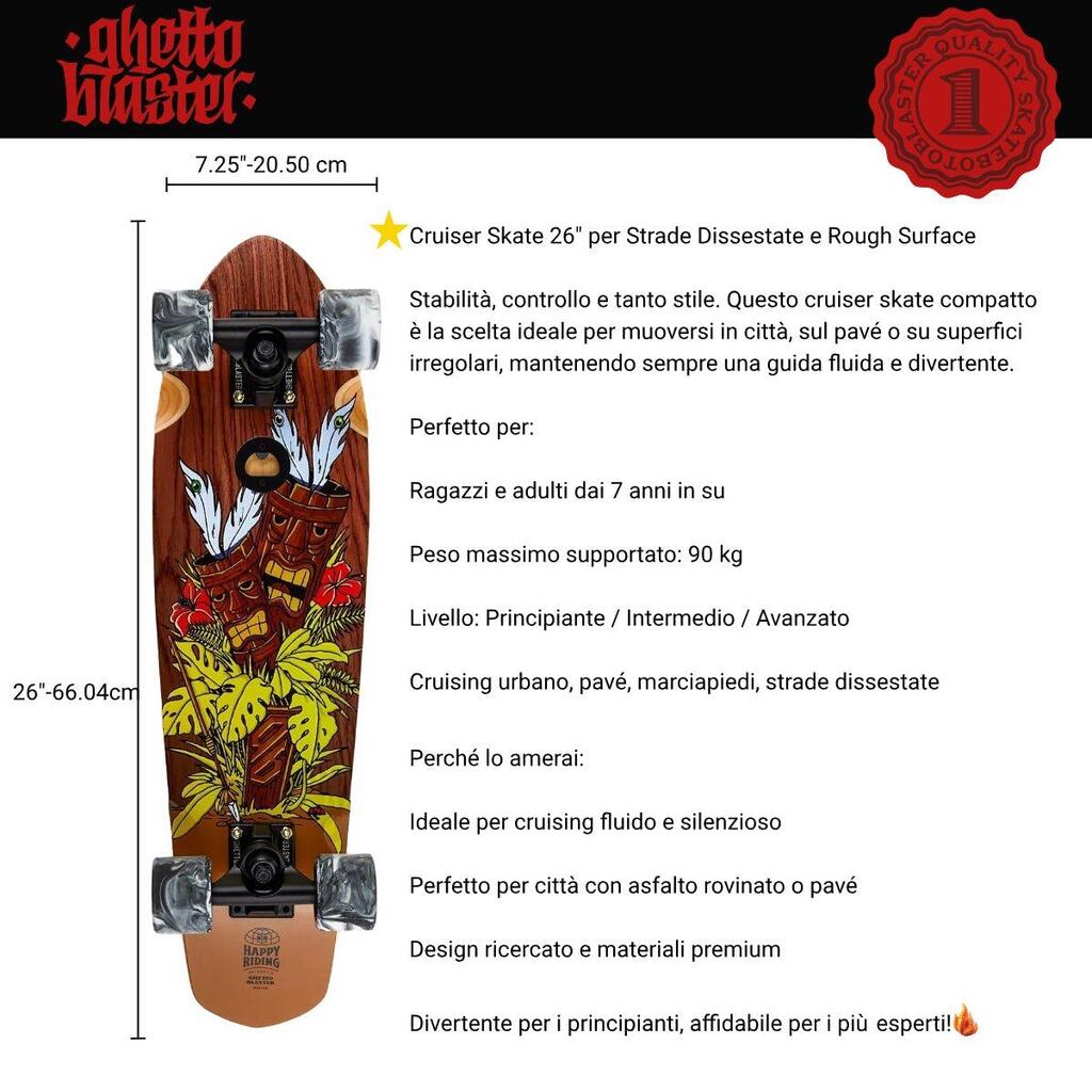 Skateboard Cruiser Ghettoblaster Mahogany Tki Totem 26" -7.25"
