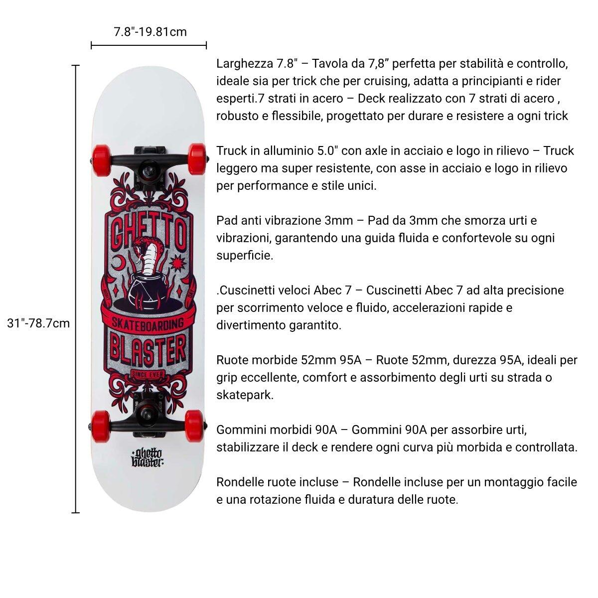 Skate per iniziare Kobra red 7.8" 3/7