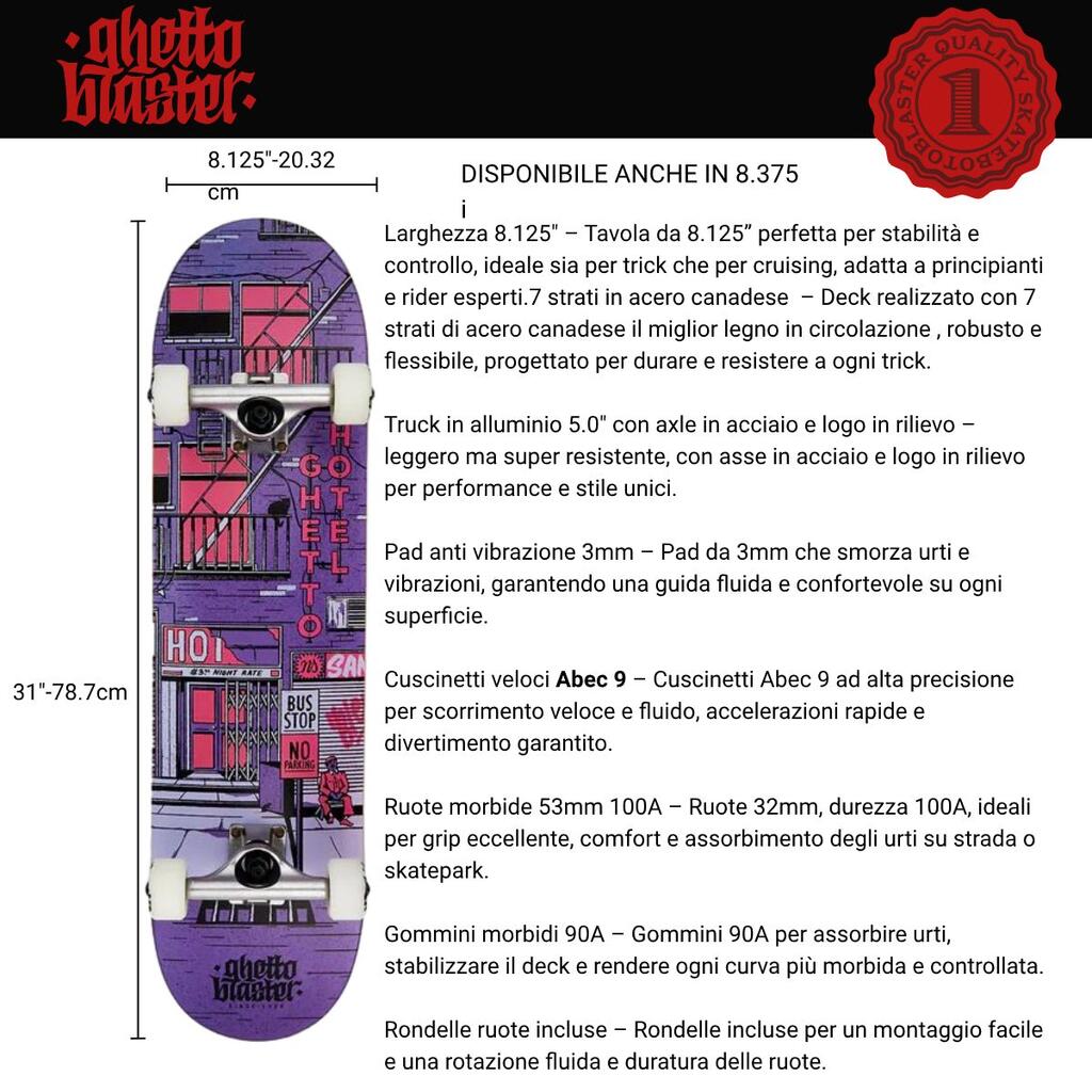 Ghettoblaster Skateboard for Beginners Hotel Pou 8.125"