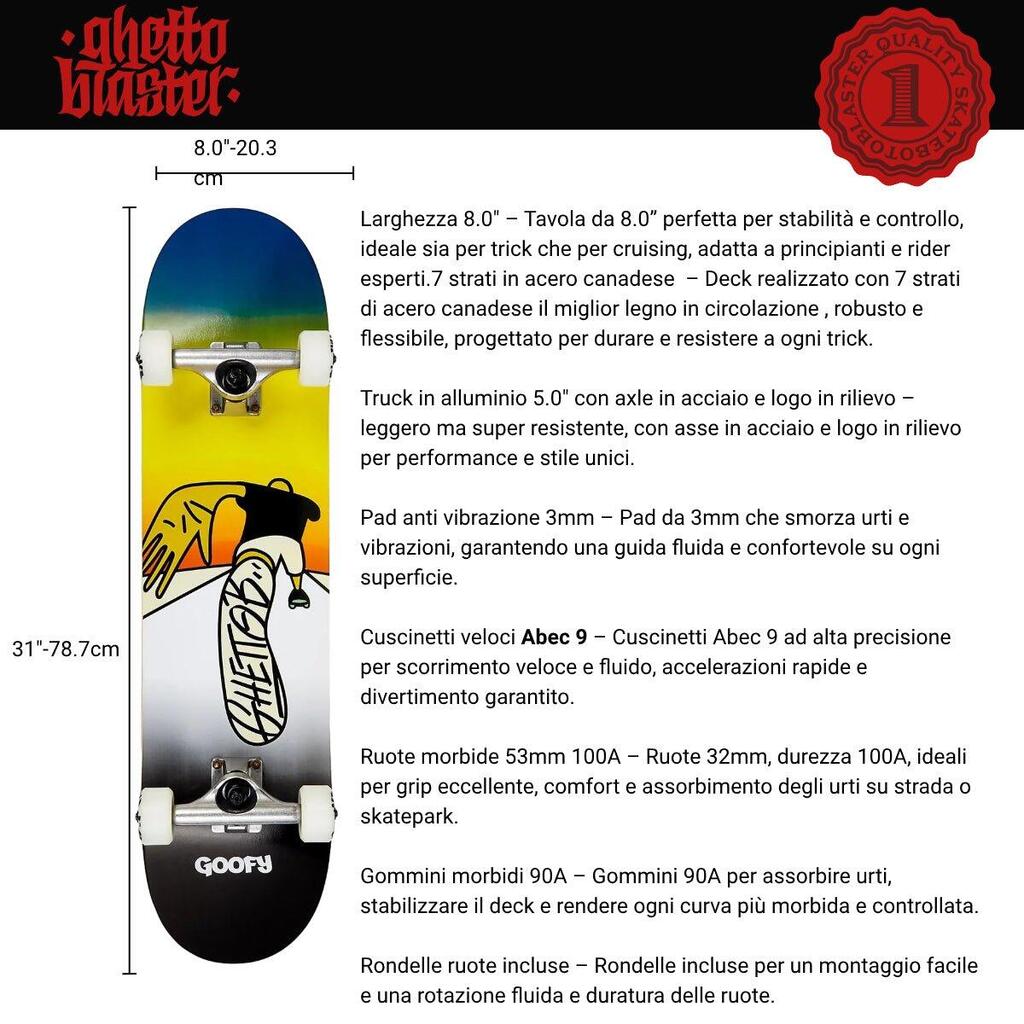 Ghettoblaster Skateboard for Beginners Push Goofy 8.0"