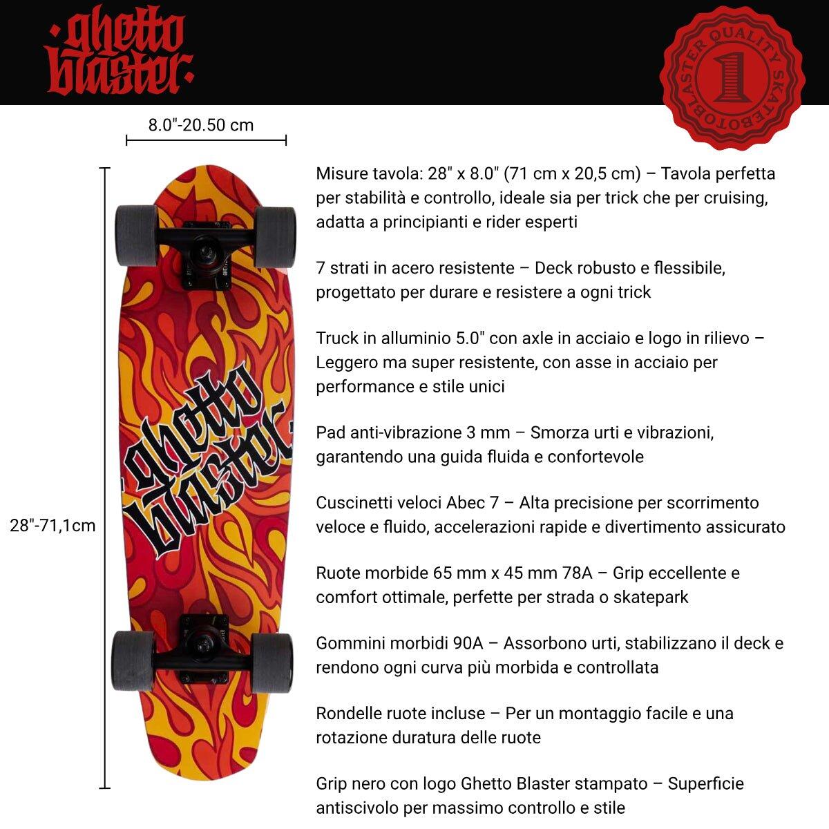 Skateboard Ghettoblaster Cruiser Flamme 28.0" 3/7