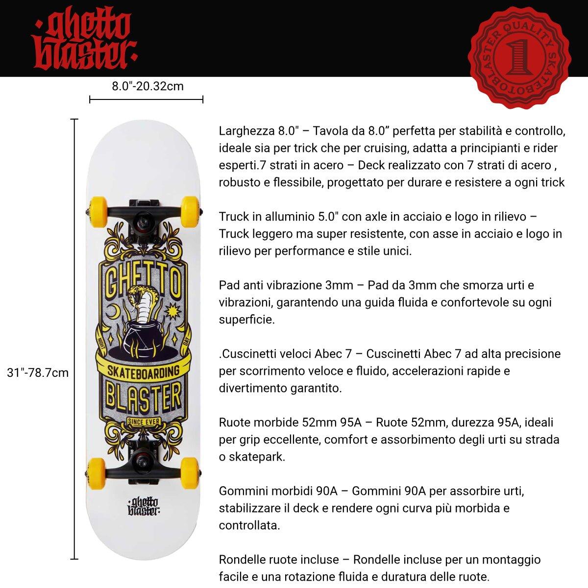 Skate per iniziare Kobra yellow 8.0" 3/8