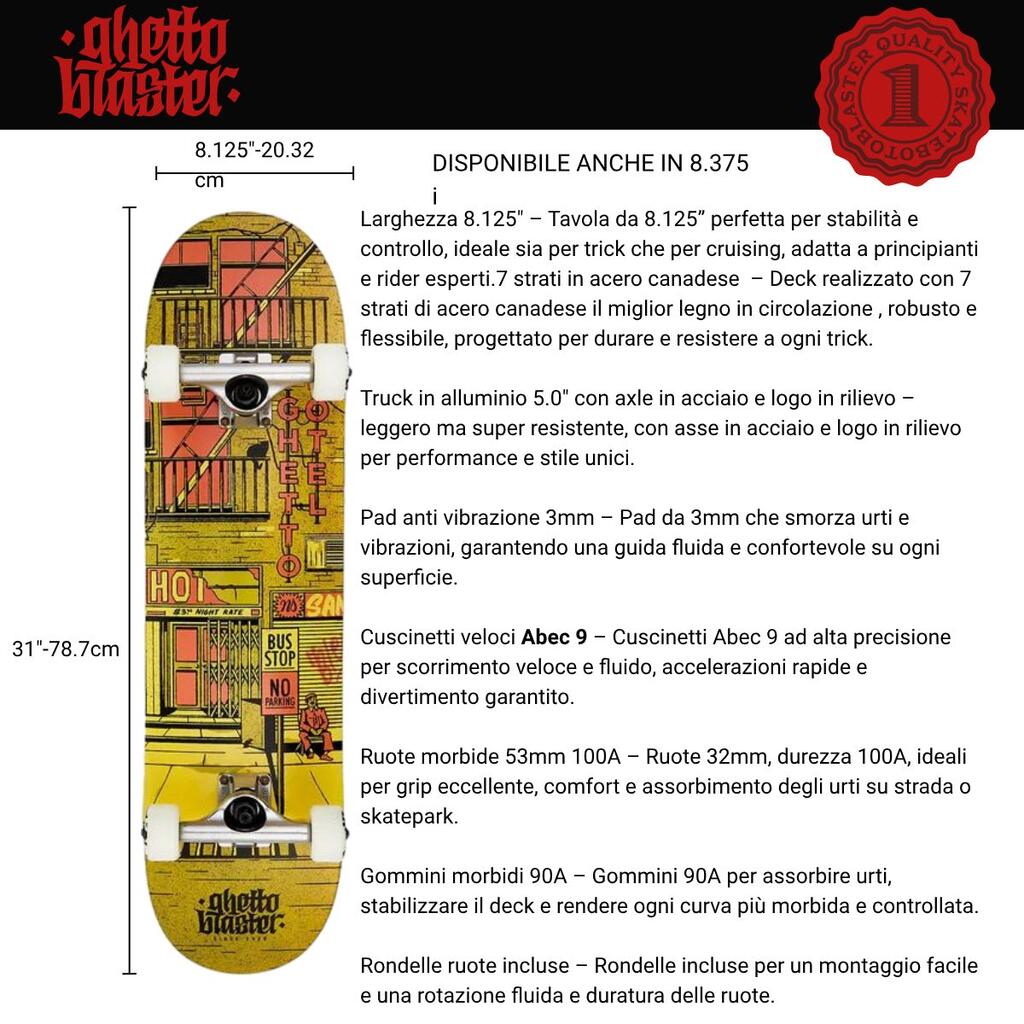 Ghettoblaster Skateboard for Beginners, Hotel Rust 8.125"