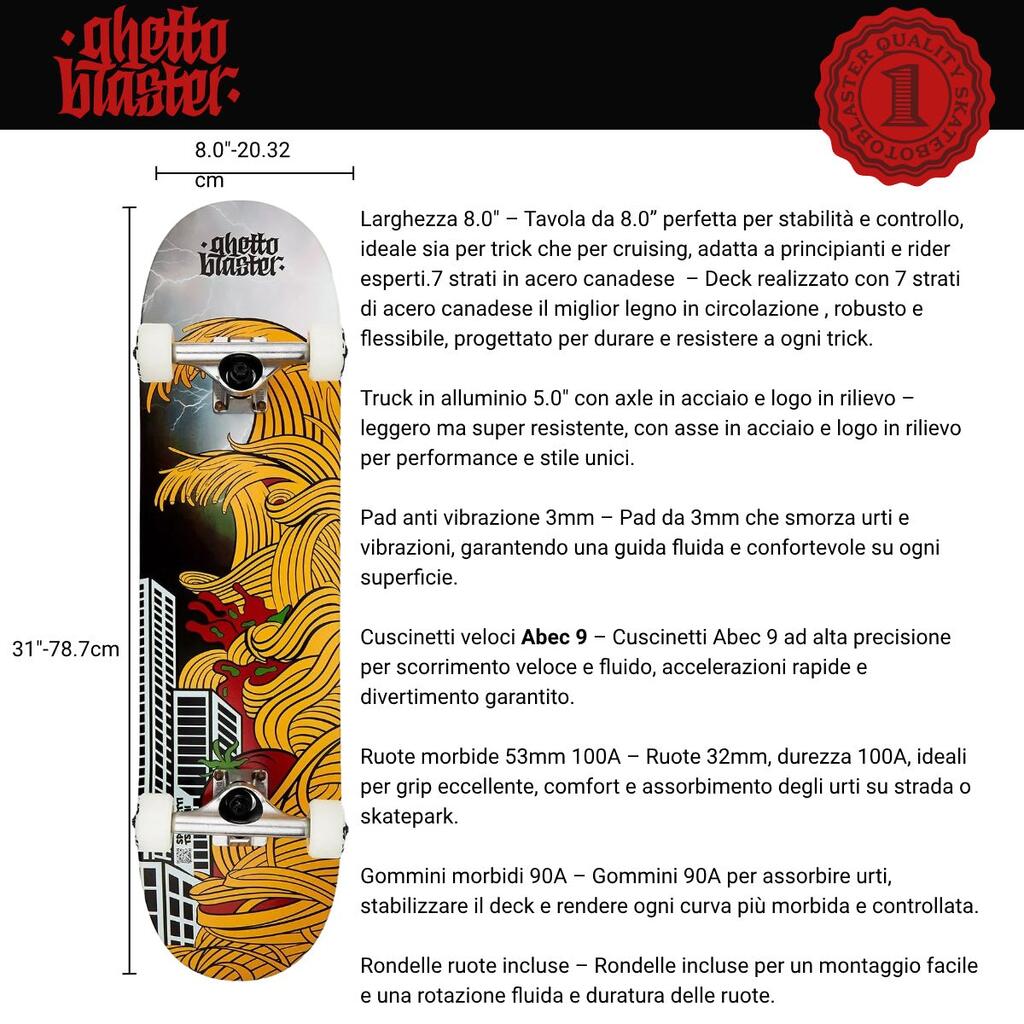 Ghettoblaster Skateboard for Beginners Tsunami Thuinder 8.0"