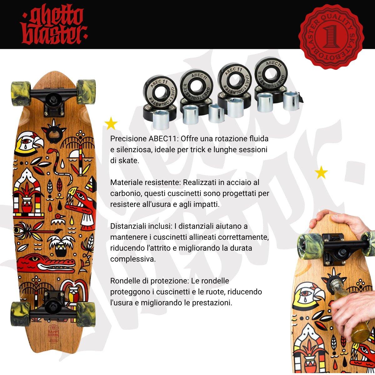 Skateboard Cruiser Ghettoblaster Teak Geroglific Fishtail 30" -9" 5/7