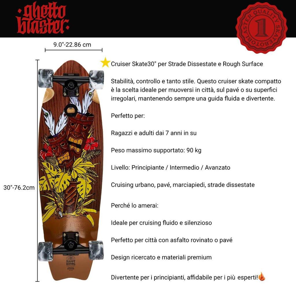 Skateboard Cruiser Ghettoblaster Mahogany Tki Totem Fish Tail 30" -9"