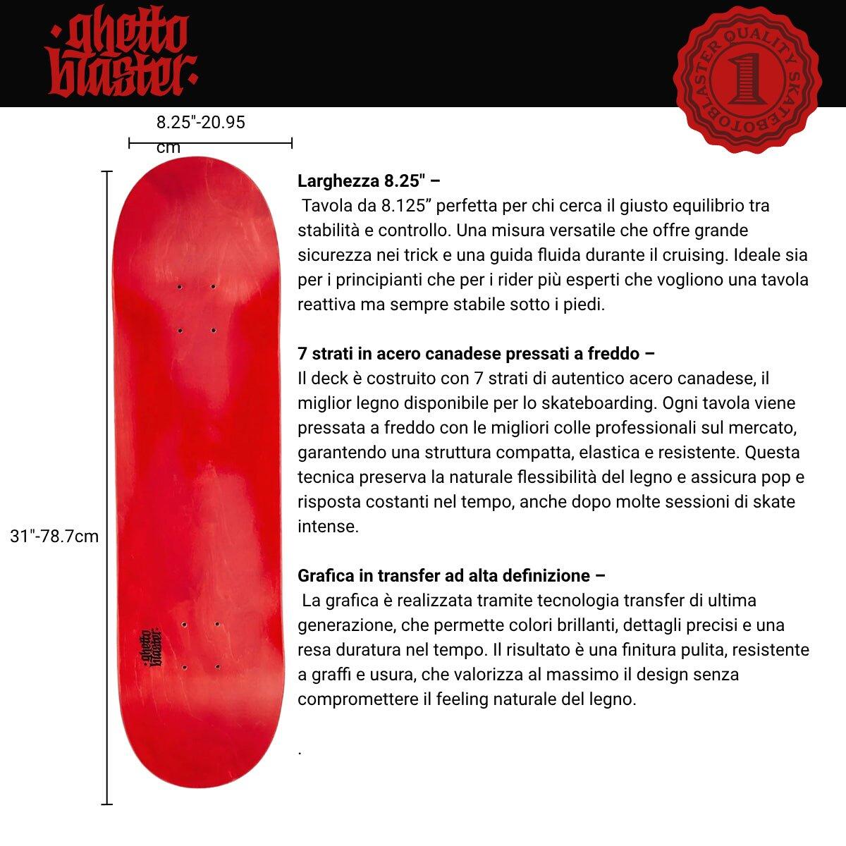 Tavola Skateboard Deck Ghettoblaster Vooraf Bekleed Klein Logo Rood 8.25" 3/7