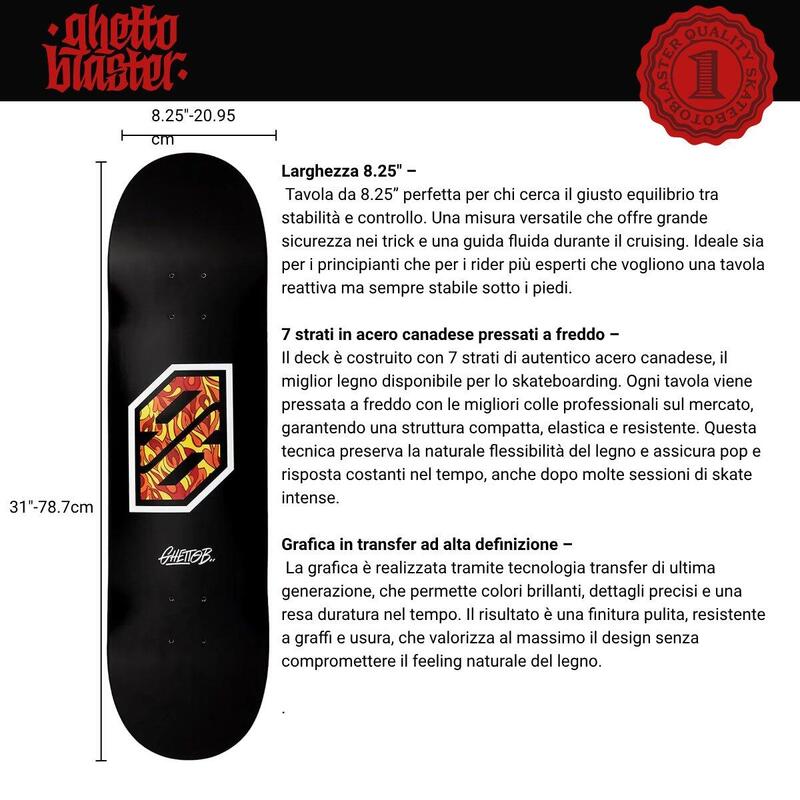 Placă de skate pre prindere Flame White 8.25"