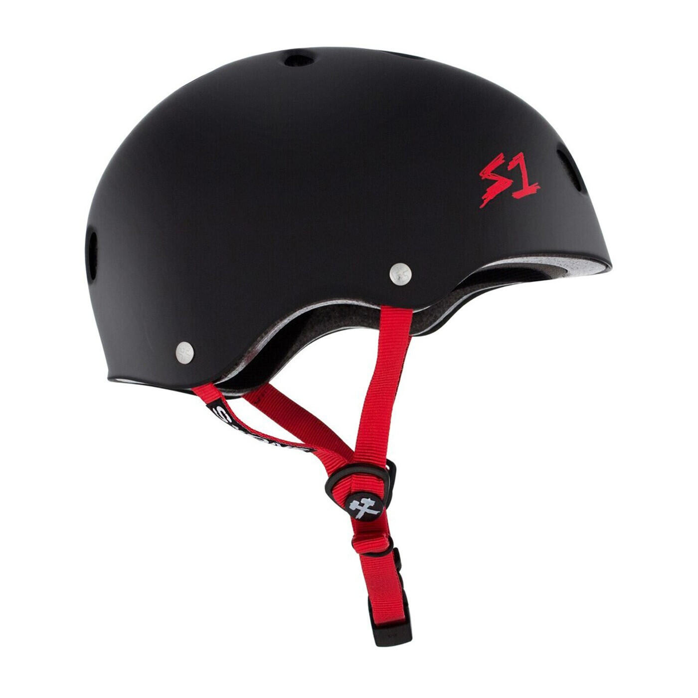 S-ONE Casque LIFER Noir Mat Strap Rouge- Taille L 3/4