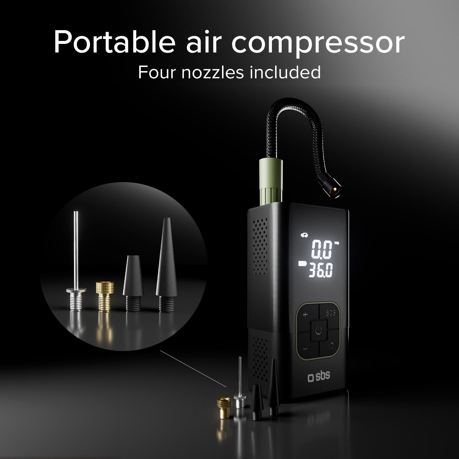Compresseur portable 3600 mAh avec torche LED intégrée 3/7