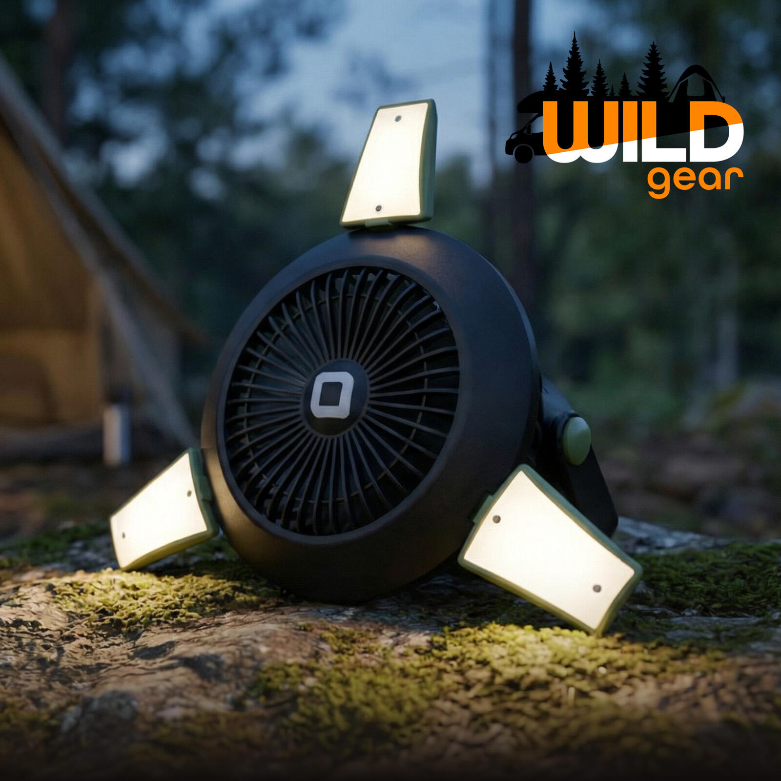 Ventola con Luce per Tenda, Bivacco, Van e Power Bank 4000mAh Integrato 2/7