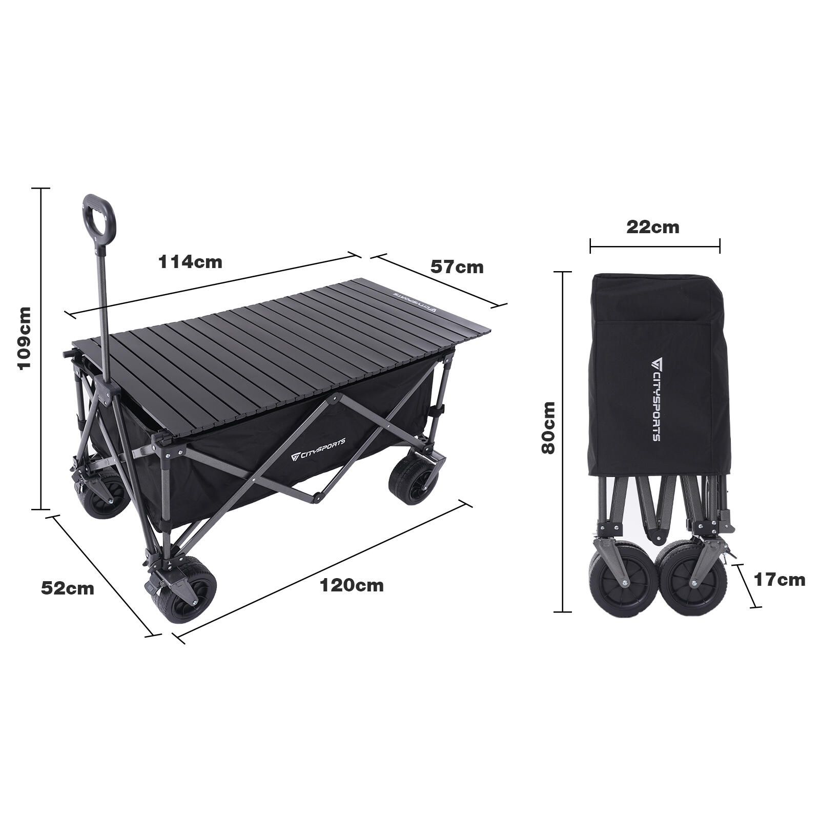Chariot de Camping, Chariot Pliable avec Plateau Amovible, Noir 3/7