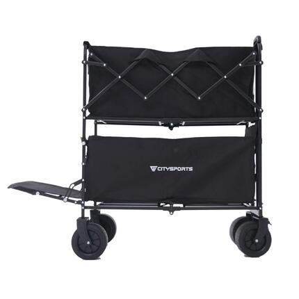 Zweistöckiger Campingwagen, Transportwagen, Geländegängig. Schwarz
