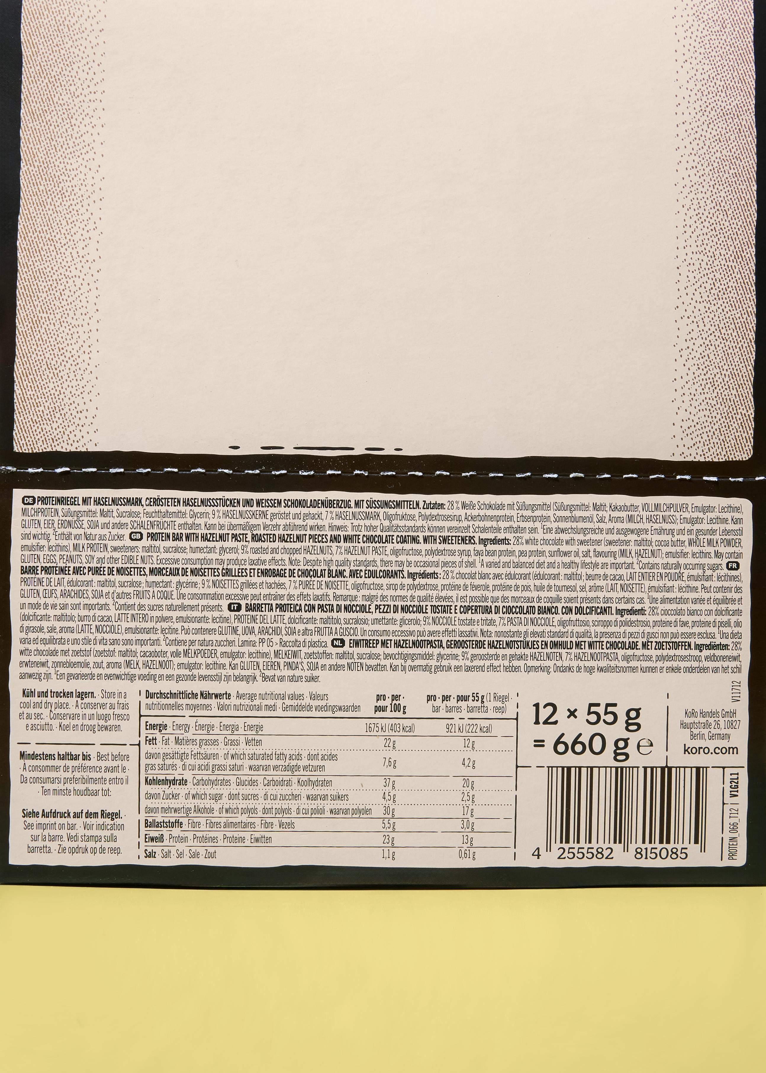 Barretta proteica deluxe con cioccolato bianco e nocciole | 12 x 55 g 6/7