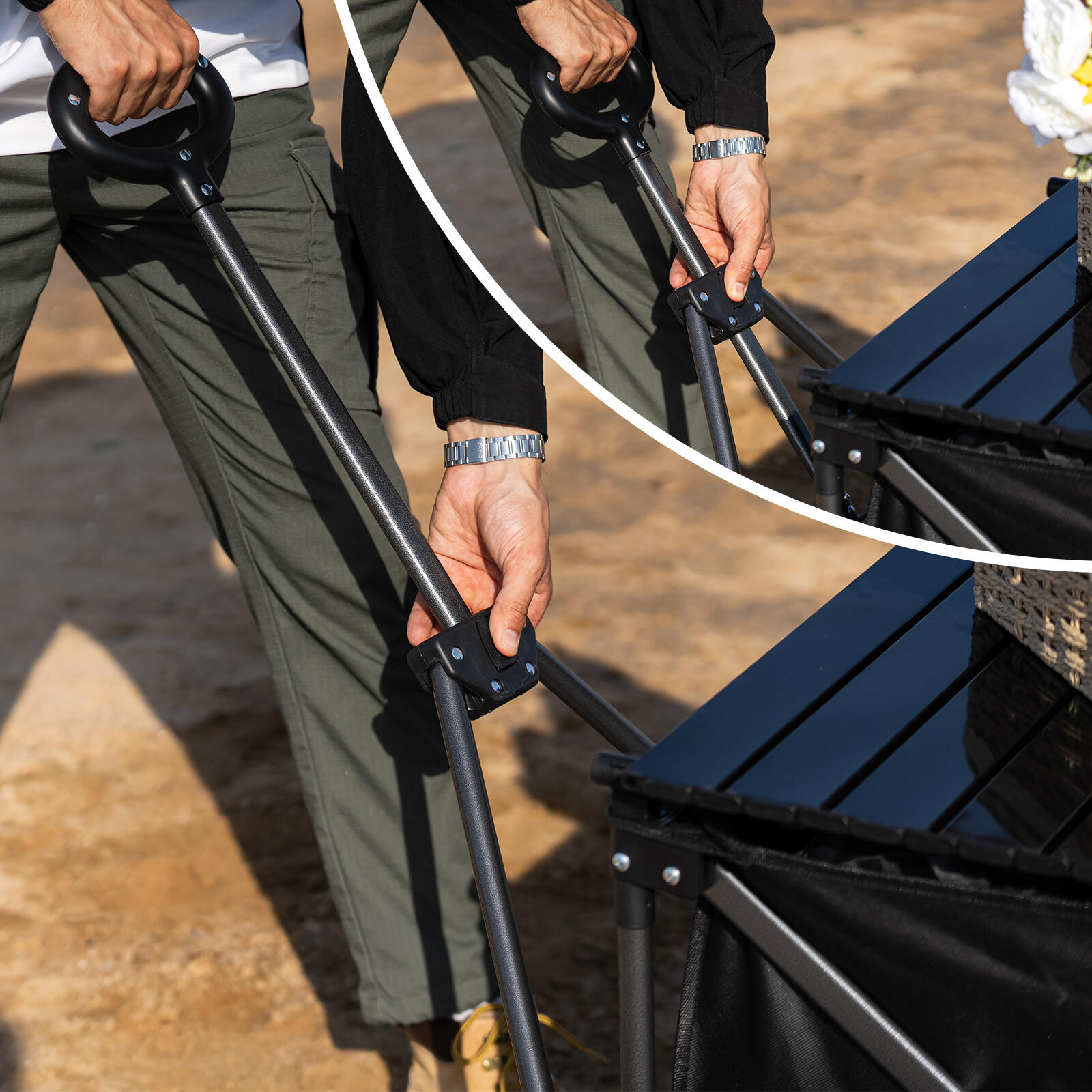 Chariot de Camping, Chariot Pliable avec Plateau Amovible, Noir 5/7